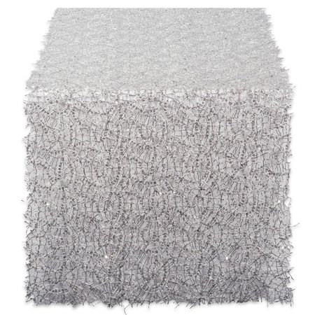 DESIGN IMPORTS 16 in. x 10 ft. Sequin Mesh Table Runner Roll Silver CAMZ38208